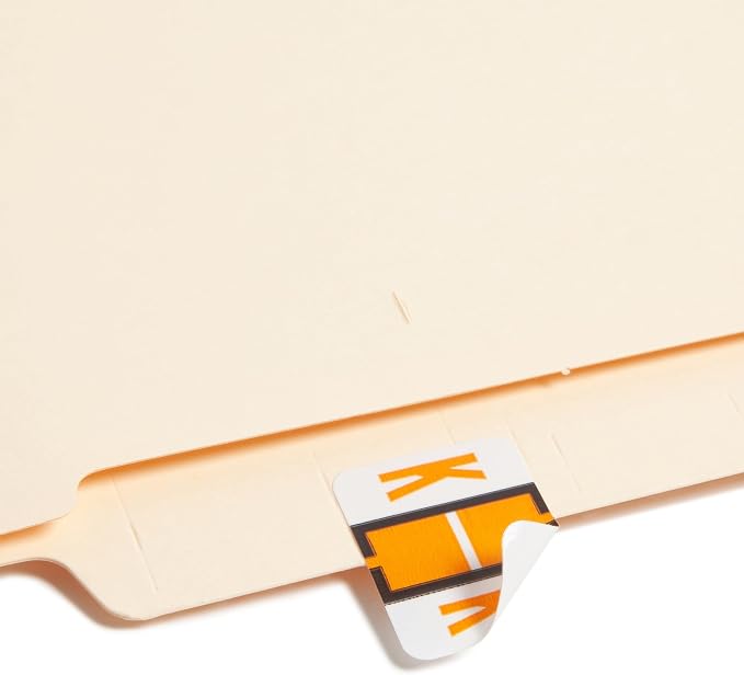 Smead BCCR Bar-Style Color-Coded Alphabetic Label, K, Label Roll, Light Orange, 500 Labels per Roll, (67081)