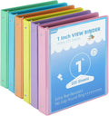 1 Inch Binders 3 Ring,6 Pack Three Ring Binder with 2 Pockets,PVC-Free,Customizable Clear View Cover for 8.5 x 11'' Letter Size Papers, Round Ring， Ideal for School, Office Supplies