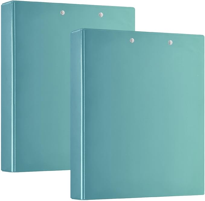 Three Rings Binder 1 and A Half Inch Binder with Pocket Cover Pack of 1/2 College Binders for Students Hardcover Blue Green Gradient