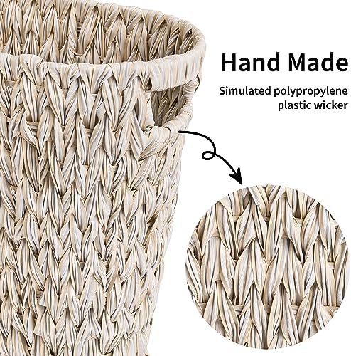 GRANNY SAYS Wicker Trash Can, Wicker Waste Basket for Bathroom, Butter Milk