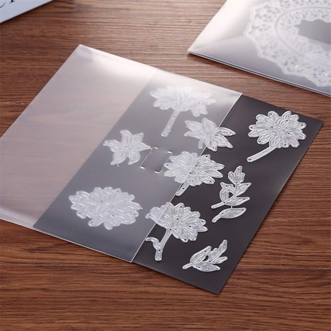 20Pcs/set Large Size Dies & Stamp Storage Bags and Soft Rubber Magnetic Sheets for Die Cuts Resealable Magic Sticker Storage Pockets Organize Envelop Pockets Magnetic Sheets for Collets Cutting Dies