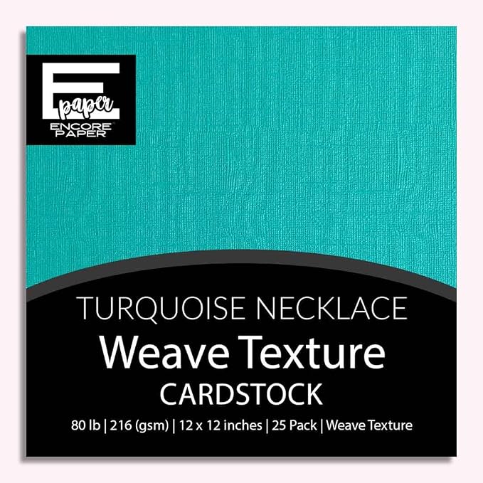 Turquoise Necklace—12x12 Textured Cardstock | 80lb Textured Blue Scrapbook Paper | Premium Cardstock for Cricut Cutting | 25 Sheets