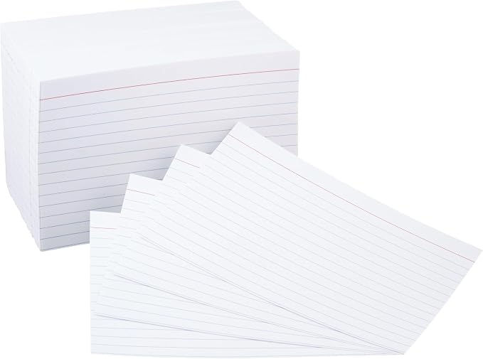 Amazon Basics Ruled Lined Index Cards for Notes, Studying, Flash Cards, White, 4" x 6", 100 Count (Pack of 60)