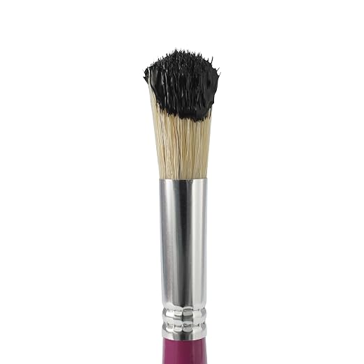 School Smart Stubby Ox Hair Paint Brushes for School and Arts and Crafts Use, Assorted Colors and Sizes, Bulk Set of 36
