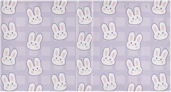 Cartoon Bunnies Purple 1.5 Inch Binders 3 Ring for Letter Size Holds 200 Sheets Notebook Binder with Clipboard for Women or Men