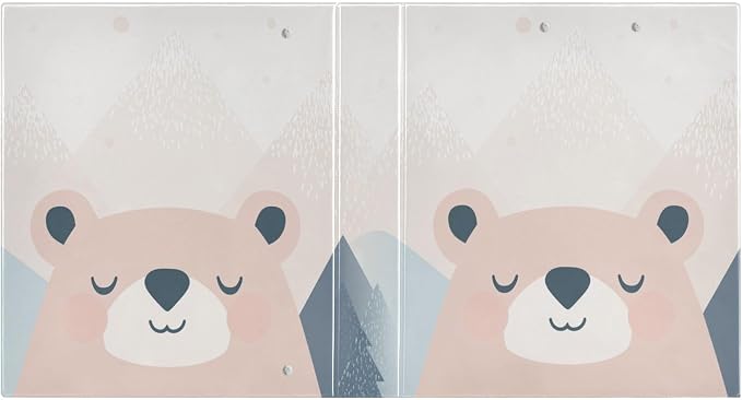 Cute Bear with Mountains Binder 1.5 Inch Binder with Clipboard&Pockets, Hardcover Binders 3 Ring, Heavy Duty Large File Folder for Office School Supplies - Holds 200 Sheets