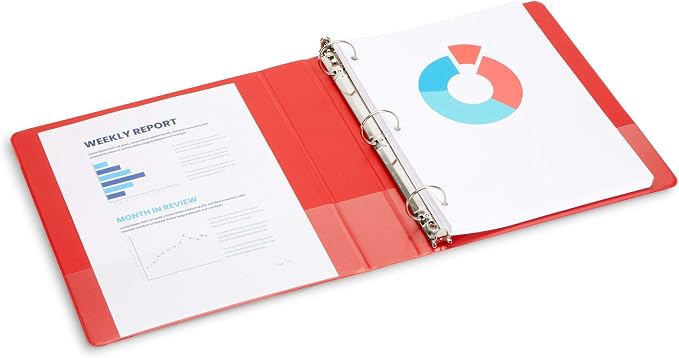 4 Pack 1.5 inch 3 Ring Binders, Rugged Design for Home, Office, and School, Designed for of 8.5 Inch x 11 Inch Paper, Black, Navy, Red, Green, 4 Binder Assorted Pack, Made in USA