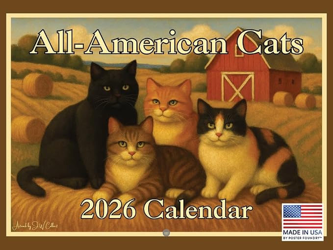 All American Cat Calendar 2026 Monthly Wall Calender 12 Month | American Made In The USA