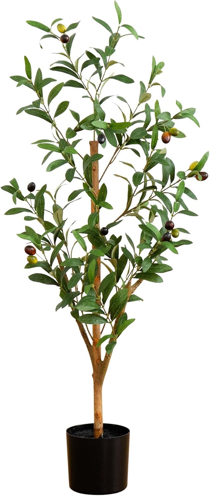 Nearly Natural 3 ft Artificial Olive Tree with Natural Trunk for Decor | Lifelike Fruits and Branches, Maintenance-Free, Nursery Planter Included, Mediterranean Style for Home and Office Decor