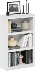 Furinno Rail Book Shelf, 3-Tier Bookshelf with Open Shelf, Bookcase with Classic Style Edges, 10 x 24.6 x 39, for Organization and Storage, for Living Room, Bedroom, Home Office, White