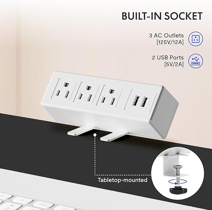 FLEXISPOT EN2 Whole-Piece Standing Desk with Clamp Power Strip, 48 x 30 Electric Stand Up Height Adjustable Desk with Cable Management (Gray Frame + 48" White Top, 2 Packages)