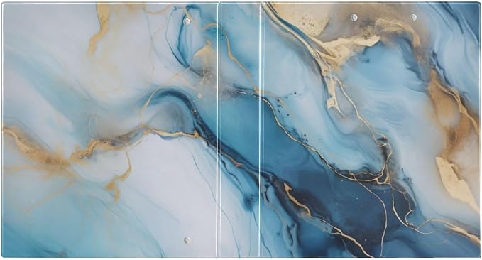 3 Ring Binder Gold Marble Blue Fluid Marble 1.5 inch Binders Three Ring Binders with Clipboard Fit 8.5'' x 11'' Paper 3 Interior PVC Clear Pockets for Office Supplies