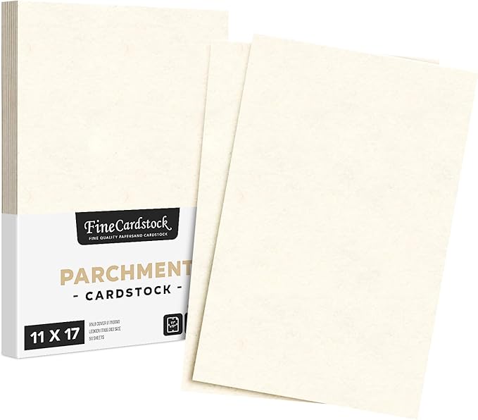 Stationery Parchment Card Stock Nice Paper, 65lb Cover Cardstock, 11" x 17" inches, 50 Sheets per Pack (New White)