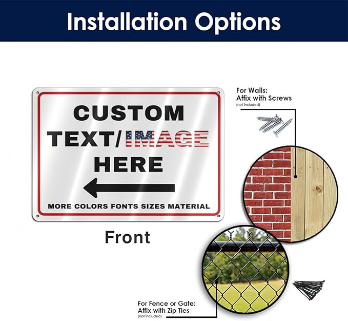 Custom Directional Arrow Sign Large, Glow in the Dark/Reflective Option, 18''x14'' Personalized Metal Address Plaque, Customize for Business Logo, Office, Home, Yard, Outdoor