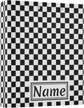 Custom 3 Ring Binder Black White Checkered Pattern 1.5" Round Ring Binders Personalized Name View Binder with 200 Sheet for Women Men Office Kids School Supplies, 1 Pack