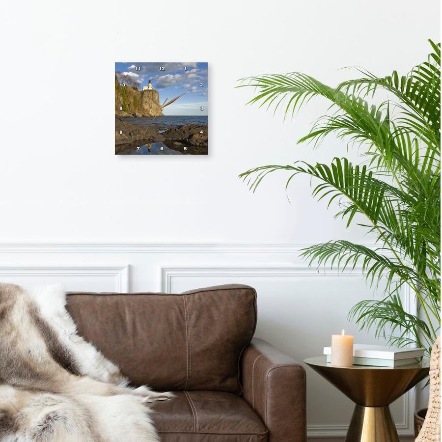 3dRose Wall Clock Silent - 10 inch - USA, Minnesota, Split Rock Lighthouse, Lake Superior - US24 DSV0010 - David Svilar - Lighthouses
