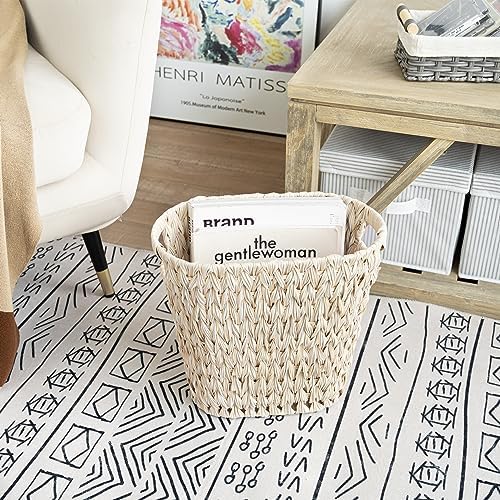 GRANNY SAYS Wicker Trash Can, Wicker Waste Basket for Bathroom, Butter Milk