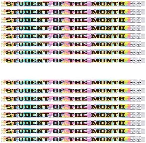 Tenceur 100 Pcs Student of The Month Pencils with Erasers Bulk 7.3 Inches Student Incentives Recognition Education Award Prize for Teacher School Classroom Reward Supplies