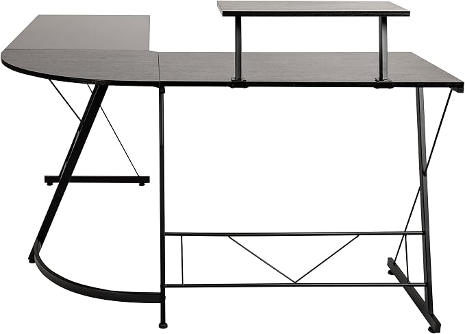 Flash Furniture 71.5 in L-Shaped Corner Computer Desk, Black | Gaming Desk, Space Saving, Easy to Assemble