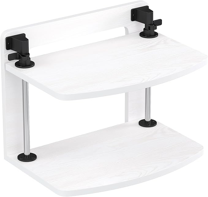 Computer Monitor Stand Riser for Reduced Neck Strain, Adjustable Height Desk Shelf Organizer Monitor Riser Stand for PC Monitor - Not for Laptop - Withe - Wood Grain, MR01-M