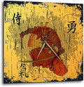 3dRose DPP_116373_3 Japanese Samurai with Swords Kanji Brave Energy Samurai Symbols Oriental Design Wall Clock, 15 by 15"