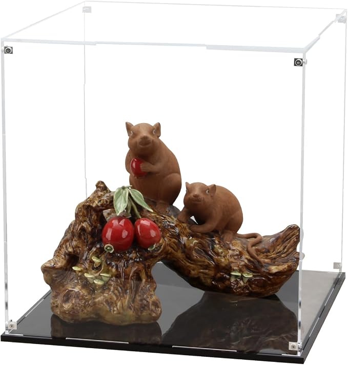 13 Inch Clear Self Assembly Acrylic Display Case | Cube Counter Tops Box Dustproof Protection Showcase, Display Box Storage Holder for Figurine Large Collectibles Basketball