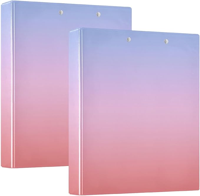 Round Rings Binder 1 and A Half Inch Binder with Pocket Cover Pack of 1/2 School Binder Hardcover Pink Purple Gradient
