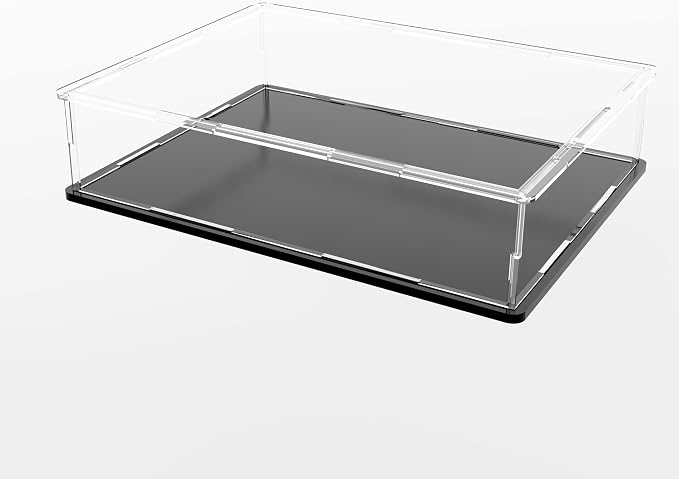 Acrylic Display Case, Clear Acrylic Display Box with Matte Base, Dustproof Collectible Showcase for Books, Stamps, Medals, Maps, Albums and Jewelries, 10.6 x 8 x 2.4 inch