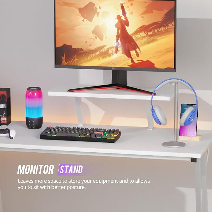 FDW L Shaped 51 Inch Gaming Desk,Corner Computer Desk,PC Gaming Desk,Writing Workstation with Large Monitor Stand for Home Office,White