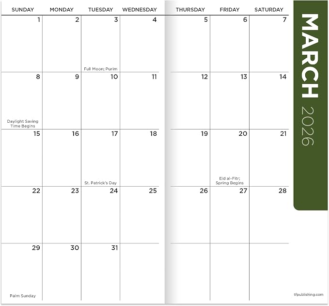 TF Publishing 2026-2027 Maxine Small Monthly Pocket Planner with 2 Page Large Calendar Grid and Lined Notes Section - 2 Year Pocket Calendar 2026-2027 Perfect for Purse - 3.5in x 6.5in
