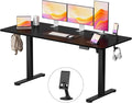 YESHOMY Height Adjustable Electric Standing Desk, 63 x 24 Inches Memory Home Office Sit Stand up Desk with Phone Holder and USB Charging Port, Black