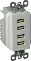 Legrand Radiant Quad USB 4.2A Type A Decorator Outlet White | Pass & Seymour Convinent USB Charging, Multi Port USB for Phones and Tablets, Child Safe, 4 Ports