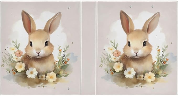 Cute Floral Bunnies Easter Print 3 Ring Binder 1.5 Inch Binders 3 Ring with Clipboard & 3 Pockets Three Ring Binder Organizer Letter Size for Girls School Supplies 1 Pack