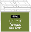 10 Pack 8.5" x 11" Waterproof Resealable Zip Sheet Protectors, Clear Plastic Sleeves for Documents Photos, Heavy Duty Hanging Wall Sign & Job Ticket Holders, Horizontal Page Protectors