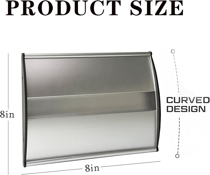 Curved Name Plate Holder 8" x 8" Wall Mount Office Business Door Sign Holder Aluminum Sturdy Office Sign Frame with Adhesive Tape Film for Business Cubicle Custom Display - Silver