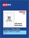 Avery® Address Labels for Copiers, 1" x 2-13/16", 8,250 White Labels (5332)
