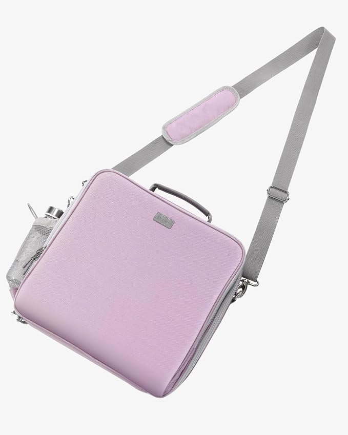 Zipper Binder 3 Inch D-Ring 3 Ring with Water Bottle Holder | Binder with Strap for School/Office, 700 Sheet Capacity-Multiple Pockets, Fit for 13" Tablet/Laptop, Purple