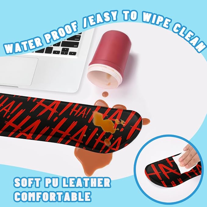 Red Graffiti Mouse Pad Set HaHa Cool Gaming Mousepad 4in1 Desk Mat for Desktop Wrist Support Cup Coaster Set Ergonomic Computer Desk Arm Wrist for Decor Home Office