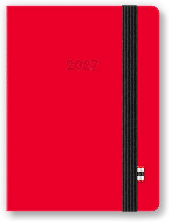 Orange Circle Studio 2027 Hunter Red Hunter Jotter Medium Planner, 17-Month Weekly & Monthly Calendar Planner, 6.5" x 8.6", Dot Grid Notes, Time Zone Map, Goal Pages, Work Daily Planner Notebook