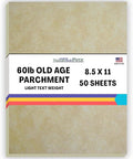 50 Old Age Parchment 60# Text (=24# Bond) Paper Sheets - 8.5 X 11 Inches Standard Letter|Flyer Size - 60 Pound is Not Card Weight - Vintage Colored Old Parchment Semblance