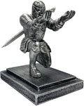 Magnetic Knight Pen Holder for Desk, Medieval Desk Decor Gift for Men, Resin Office Desk Organizer with Sword Letter Opener, Cool Desk Accessories for Dad Husband Boss