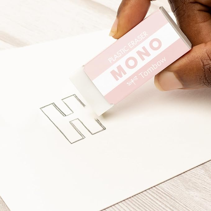 Tombow MONO Graph and MONO Eraser, 0.5 mm, Coral Pink, Precision with 4 mm Tip, Innovative Shake Mechanism, More Stable Brass Pliers, Refillable, Includes Eraser [SH-MG84-PE04A]