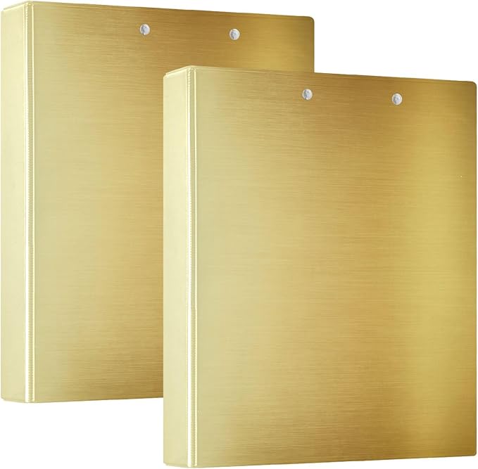 3 Rings Binders 1.5 in Binder with Pocket Cover 1/2 Pack for Letter Size (11" X 8.5") 200 Sheets 2pack Gold Gradient