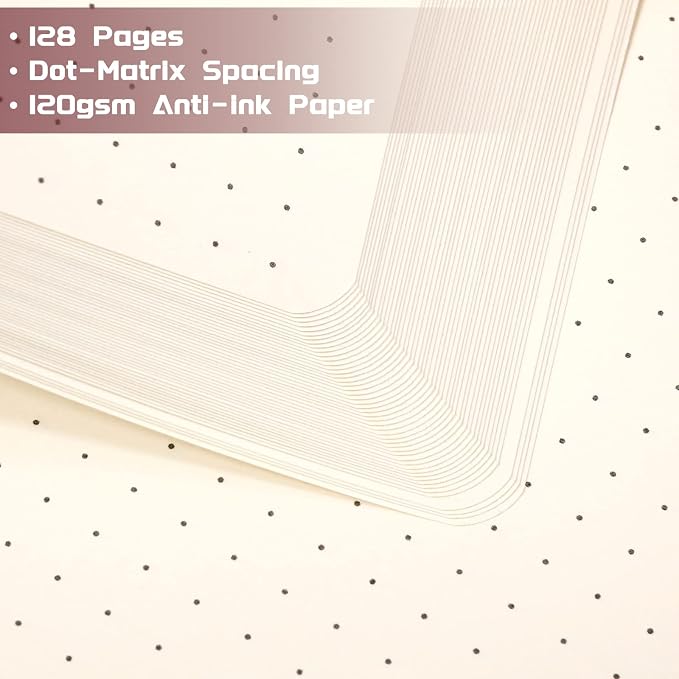 Dotted Journal/Notebook - Dot Grid Hard Cover Notebook, 5.3'' x 8.26''