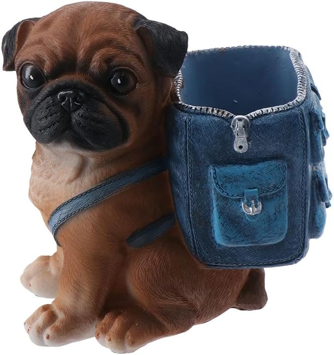 Cute Dog Pen Holder, Pen Pencil Cup Organizer, Desk Accessories, for for Home Office(Pug-blue)