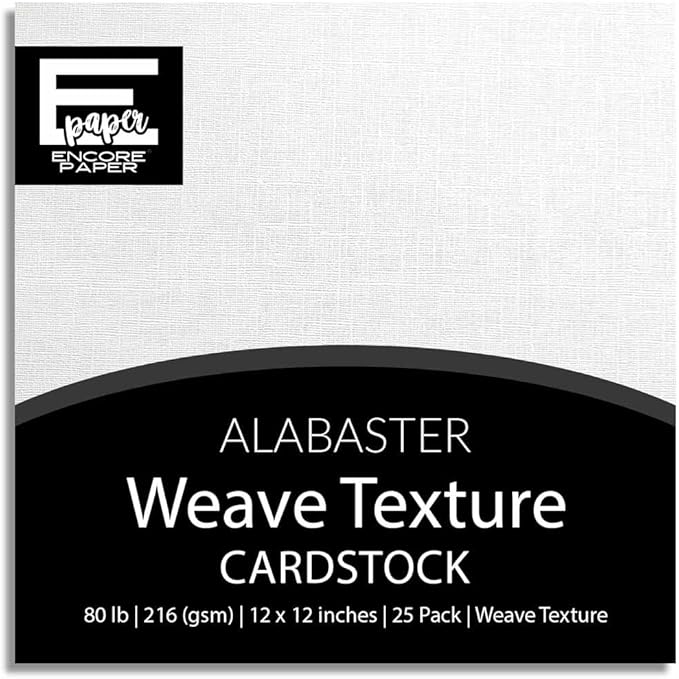 Alabaster—12x12 Textured Cardstock | 80lb Textured White Scrapbook Paper | Premium Cardstock for Cricut Cutting | 25 Sheets