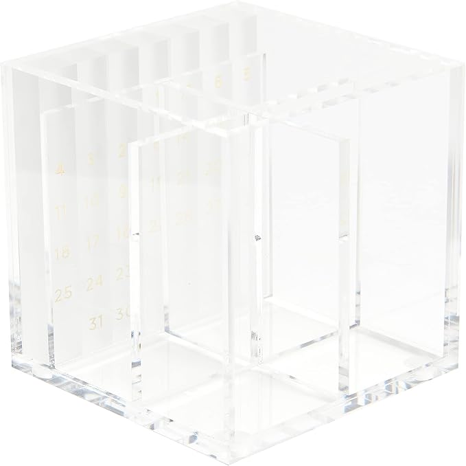 russell+hazel Acrylic Pen & Pencil Holder with Perpetual Calendar, Clear | Keeps pens & pencils handy beside a built-in perpetual calendar. Clear polished-edge acrylic in a stackable design.