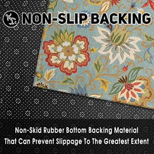 Colorful Floral Kitchen Rug for Floor 2 Piece Sets, Boho Floor Mat for Kitchen in Front of Sink for Standing for Kitchen Decor 17"X30"+17"X47"