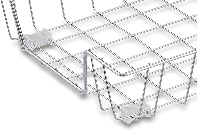 Staples Front‑Loading Letter Tray, Chrome Steel, 3‑Pack – Stackable Metal Desktop Organizer for Office Paper & Files