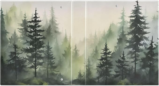 3 Ring Binder with Mountain Forests Design - 1.5 Inch Heavy Duty Three-Ring Binder with 2 Pockets, Round Rings for Office Supplies (Letter Size)